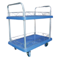 Four Wheels Blue Plastic Foldable Hand Truck Cart Platform Trolley for Warehouse